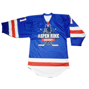 Venta al por Mayor de Camisetas de Hockey sobre Hielo Sublimadas con Diseños de "Costuras Falsas" para Ligas Económicas, Precio de Fábrica - Product Image 1