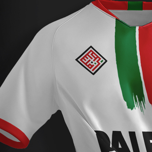Maillot de football blanc pour homme Palestine, col en V, manches courtes, imprimé drapeau sublimé, polyester respirant, vêtements de sport pour adultes - Product Image 3