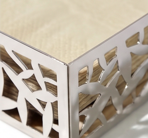 Caja de pañuelos metálica moderna con diseño de hojas, organizador perfecto para el hogar, organizador de vajilla y para uso en la oficina. - Product Image 2