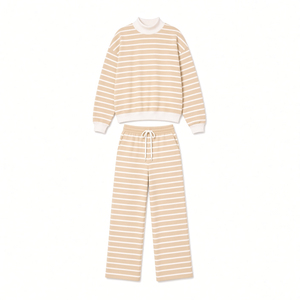 Knitted Sweater Two Piece Set for Women Spring Autumn and Winter New Loose Casual Solid Color Wide-Leg Pants <b>Top</b> and Pants Set - Product Image 1