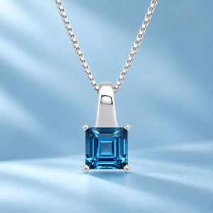 Collier pendentif solitaire goutte d'eau en argent sterling 925 avec topaze bleue, bijoux de fiançailles, de mariage et de fête avec chaîne à maillons - Product Image 1