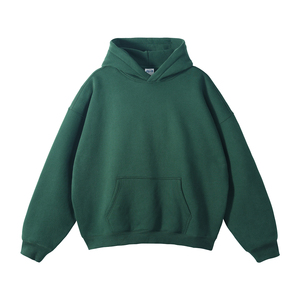 Sudadera con Capucha Extra Grande para Hombre, Verde Sólido, Felpa de Algodón, Informal, con Bolsillo Delantero, Corte Regular, para Otoño - Product Image 1