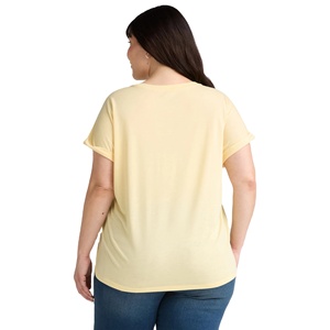 Bleu ciel O cou femmes grande taille été écologique 100% coton Logo personnalisé imprimé T-Shirts - Product Image 6
