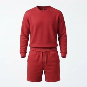 Private Label Streetwear Heavy Fleece Pullover Top and <b>Matching</b> Shorts Casual <b>Jogger</b> Suit <b>Set</b> - Product Image 4