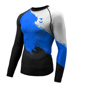 Vente en gros de rashguards confortables pour hommes en Spandex/Polyester, séchage rapide, pour l'été, la plage et le surf, avec coutures haute résistance pour une performance optimale - Product Image 2