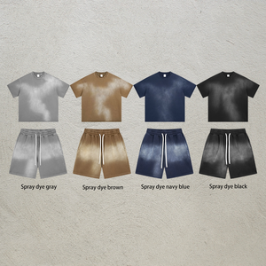 เสื้อยืดและกางเกงขาสั้นผู้ชายสไตล์ฮิปฮอปหลวมๆ ลุคสตรีทแวร์ ซักสเปรย์ วินเทจ ผ้าเนื้อนุ่มเบา รุ่นซัมเมอร์ 2026  ชุดคู่รักใส่สบายระบายอากาศดีสำหรับฤดูร้อนใหม่ - Product Image 5