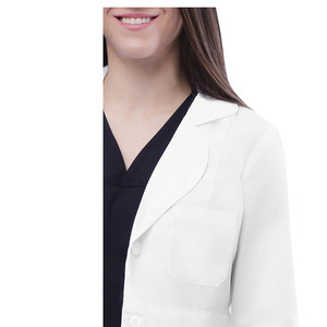 Unisex Classic White Cotton <b>Scrub</b> <b>Sets</b> with Jersey Fabric Needle Detection Professional Medical Nurse Uniform for Hospital Use - Product Image 2