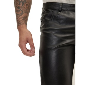 Novedades Diseño superior Alta calidad Hombres Pantalón de cuero negro Buena calidad Diseño superior Pantalones de cuero de alta calidad para hombres - Product Image 3