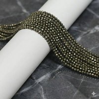 Perles en vrac de qualité supérieure 2 mm en pyrite naturelle micro-facettée pour colliers et bracelets DIY métalliques – Vente en gros