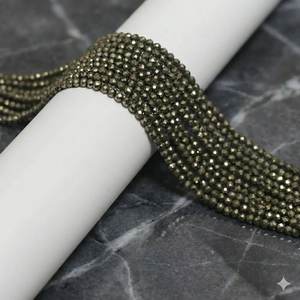 Cuentas Sueltas de Pirita Natural de 2mm, Redondas, Microfacetadas, Metálicas, de la Mejor Calidad al por Mayor, para la Fabricación de Joyería DIY - Product Image 3
