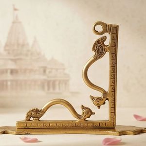 Soporte Decorativo de Latón con Forma de Pavo Real para Libros y Porta Diya, Decoración Tradicional India para el Hogar, para Pooja y Exhibición Festiva - Product Image 4