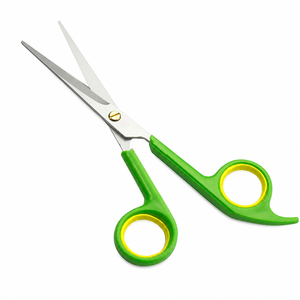 Professional Hair Scissors Stainless Steel Sharp Blade Green Plastic <b>Handle</b> Right Handed Salon <b>Shears</b> - Product Image 1