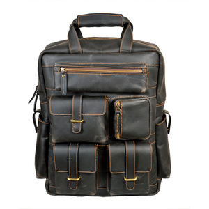 Sac à dos en cuir véritable pleine fleur 100% pur, sac à dos de voyage en cuir d'Inde - Product Image 1