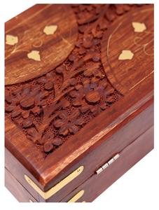Boîte de rangement en bois sculpté artisanal avec incrustation en laiton, organisateur décoratif pour bijoux et souvenirs, idéal pour la décoration intérieure et les cadeaux - Product Image 2