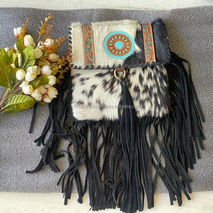 กระเป๋าหนังวัวมีพู่ห้อยสำหรับผู้หญิงกระเป๋าถือหนังแกะสไตล์โบฮีเมียน - Product Image 2