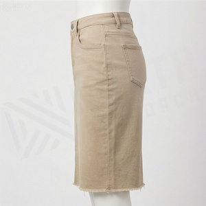 Falda lápiz de satén transpirable de cintura alta para mujer, estilo japonés, hasta la rodilla, color sólido, informal - Product Image 3