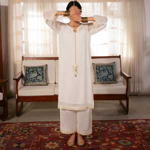 2PC Women's <b>Chiffon</b> Zari Suit PS5082 Elegant Set Design - Product Image 4