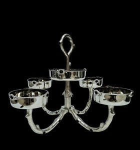 Bol à chocolat rond en argent de qualité supérieure avec un design à accents bleus, accessoires et ustensiles de service à chocolat personnalisables - Product Image 2