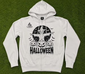 Custom Halloween Full <b>Zip</b> Hoodie for Men and Women Premium Heavyweight Fleece <b>Hooded</b> Jacket with Ghost Pumpkin Skull Graphic OEM - Product Image 6