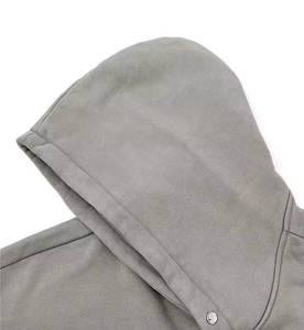 Sudadera con Capucha Gris para Hombre, Corte Regular, Color Sólido, Informal, Tejida, Manga Larga, Diseño con Bolsillos, Ropa de Otoño - Product Image 4