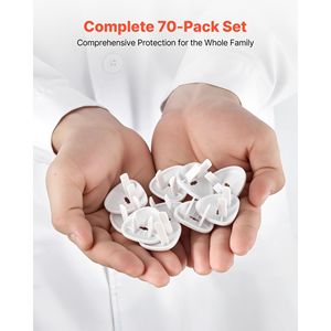 Confezione da 70 coperture per prese elettriche, tappi protettivi per prese elettriche, installazione facile, funzione di sicurezza per la prevenzione degli urti - Product Image 6