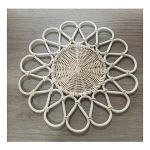 Vietnam Natural Rattan Flower Decoration | Handmade Woven Charger <b>Plate</b> Table <b>Mat</b> & Wall Decor - Product Image 5