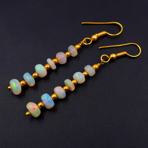 Natural Ethiopian <b>Opal</b> Beads Multi Fire <b>Earrings</b>, 14k Gold Gift For Her - Product Image 4