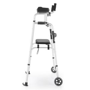 Andador de Rehabilitación Resistente para Personas Mayores (330 lb), 2 Modos, Ruedas Resistentes al Desgaste de 5 Pulgadas, Plegado con 1 Clic, Diseño en Forma de H, Asiento Acolchado, Estable - Product Image 2