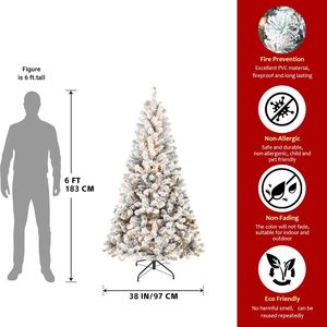 Sapin de Noël floqué pré-éclairé de 2,10 m avec 250 lumières blanc chaud, branches réalistes en PVC de qualité supérieure - Product Image 3
