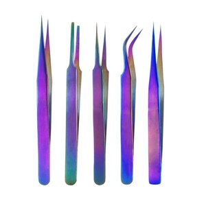 Juego de Pinzas para Extensión de Pestañas de Acero Inoxidable Arcoíris, Venta al Por Mayor 2026, 5 Piezas, Suministros de Belleza - Product Image 1