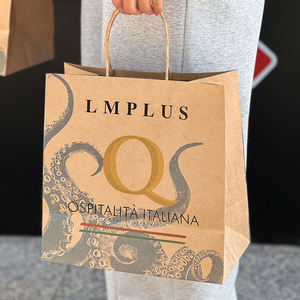 Eco Friendly Kraft Paper Bags with Handles Disposable Recyclable <b>Biodegradable</b> Takeaway <b>Packaging</b> Restaurant Supplier - Product Image 1