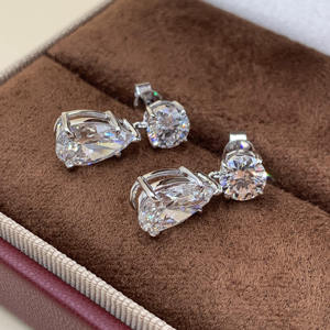 18K White Gold Drop <b>Earring</b> 1 Carat Pear Cut Lab Grown Diamond <b>Studs</b> Teardrop Dangle Certified Women <b>Fine</b> <b>Earring</b> - Product Image 4
