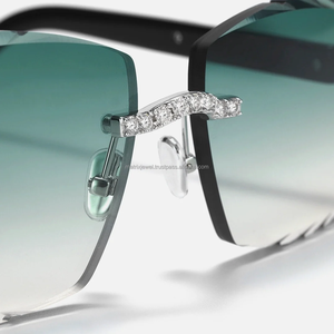 Nouvelles Lunettes de Soleil de Luxe Personnalisées Sans Monture 2024 Verre Solaire en Diamant Lunettes Personnalisées en Moissanite pour Homme - Product Image 4