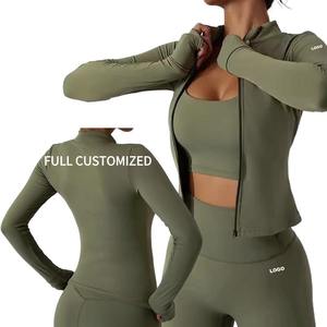 Wholesale Oem Women's Slim Fit Full Zip up Yoga Gym Fitness Long Sleeve Yoga Suit for Woman Gym Wear <b>Workout</b> Zipper <b>Jacket</b> - Product Image 3