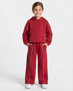 Conjunto Deportivo de Dos Piezas para Niñas, Sudadera con Capucha de Felpa de Algodón y Pantalones Deportivos, Ropa Deportiva Informal Cálida para Invierno - Product Image 3