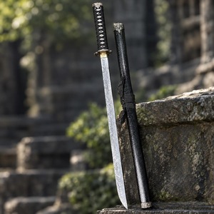 Espada Katana de Acero de Damasco, Hoja Samurai de Espiga Completa de 87 cm con Funda Negra, OEM Disponible, Garantía de 3 Años - Product Image 5