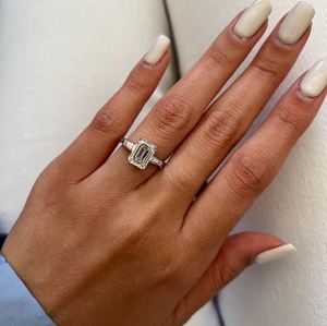 2.5 CT <b>Emerald</b> Cut Lab Grown Diamond Three Stone Engagement <b>Ring</b> 14K Gold IGI Certified Luxury Bridal Wedding <b>Ring</b> for Women - Product Image 3