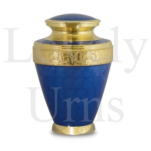 Blue Floral Brass Cremation Urn <b>Memorial</b> Ash Container Elegant <b>Keepsake</b> Funeral Durable Premium Quality Remembrance - Product Image 4