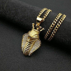 Collar con colgante de serpiente y medallón de corona de oro, accesorios de joyería personalizados para hombre, colgante de lujo - Product Image 1