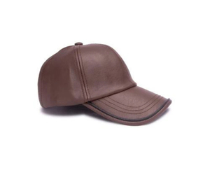 Brown Leather Look <b>Baseball</b> <b>Cap</b> Structured Bill Snapback Hat Casual Outdoor Headwear - Product Image 4