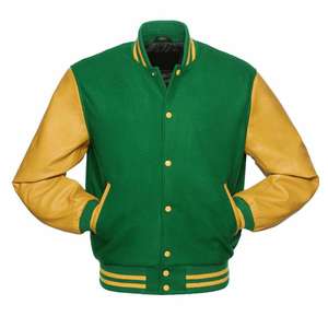 เสื้อแจ็คเก็ตเบสบอล บาสเกตบอล กอล์ฟ แบบ Letterman Varsity  ผ้าขนสัตว์และแขนหนังแท้ - Product Image 2