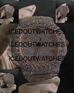 Reloj de Lujo para Hombre con Diamantes Redondos de Moissanita VVS1 Personalizados, Acero Inoxidable con Incrustaciones de Diamantes, Pasa la Prueba del Probador - Reloj para Él - Product Image 3