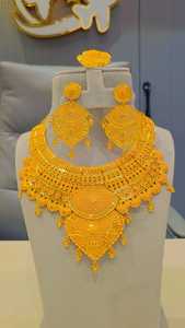 Conjunto de Joyería Étnica Hip Hop para Mujer, Chapado en Oro de 24K, con Diamantes, Collar y Pulsera, Regalo para Compromiso, Boda, Fiesta, Moda - Product Image 6