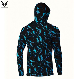 Vente en gros de sweats à capuche de pêche pour hommes à manches longues UPF 50, anti-UV, évacuant l'humidité, avec cache-cou intégré - Product Image 2