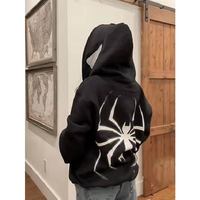 Sweat-shirt à capuche zippé personnalisé avec logo imprimé araignée, 100 % coton, hiver, homme/femme, streetwear décontracté, coupe oversize, motifs graphiques