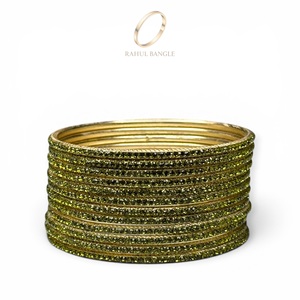 Juego de Brazaletes de Acero Inoxidable de Moda, Chapados en Oro, Color Verde Mehendi, para Mujer, con Aspecto de Diamante de Lujo, Precio al por Mayor - Product Image 3