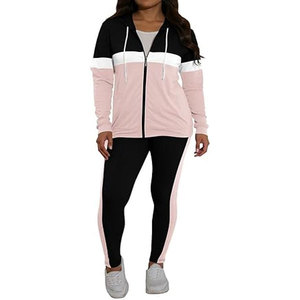 Ensemble deux pièces vintage 100 % coton coupe ample pour femme, manches longues, survêtement zippé avec pantalon de jogging - Product Image 4