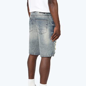 Fabrication sur mesure de shorts en denim streetwear de haute qualité en stock, matière solide, shorts en denim décontractés pour hommes - Product Image 2