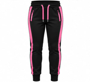 Conjunto Deportivo con Capucha para Mujer, Negro y Rosa, Chaqueta con Cierre y Pantalones con Diseño de Puntos, para Entrenamiento Físico - Product Image 5