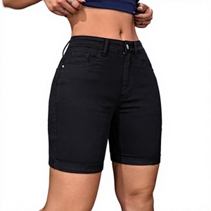 Comfortable High Elastic Denim <b>Shorts</b> Women Vintage Fashionable Black Skinny Straight Cotton Quick Dry Breathable Summer Stretch - Product Image 3